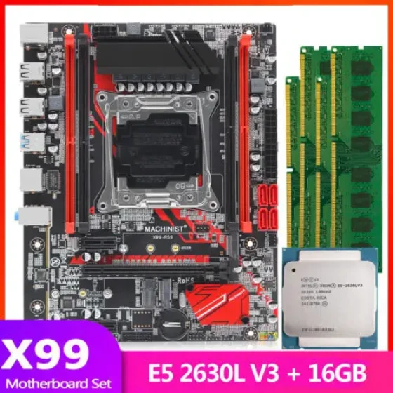 X99 Motherboard Lga 2011-3 M.2 Nvme/Wifi/Sata 16Gb Ddr4 Ecc Ram Xeon E5 2630L V3