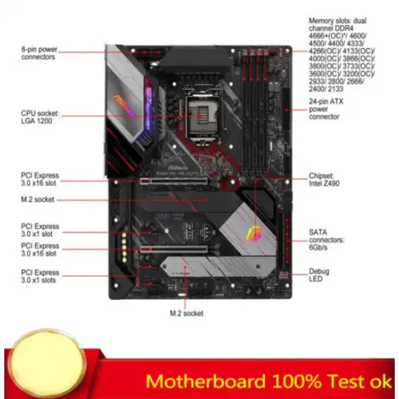 Para Asrock Z490 Pg Velocita Z490 Motherboard Soporta 128Gb Hdmi