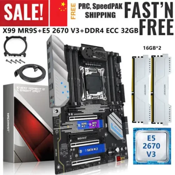 X99 Motherboard Lga 2011-3 With Xeon E5 2670 V3 Cpu 216Gb Ddr4 Ecc Ram Nvme M.2