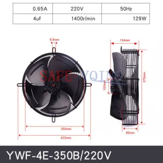 Weiguang External Rotor Axial Flow Fan Ywf4E-350B 220V 132W 0.65A