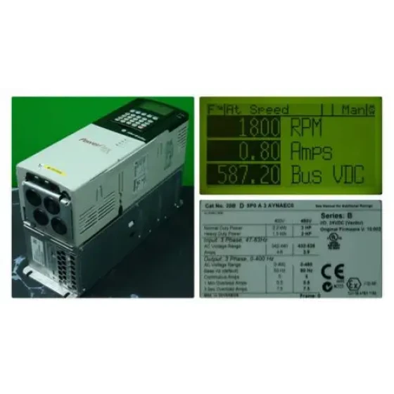 Low Hr Allen-Bradley Powerflex 700 3 Hp 20Bd5P0A3Aynaec0 480 Vac Frn:10.002
