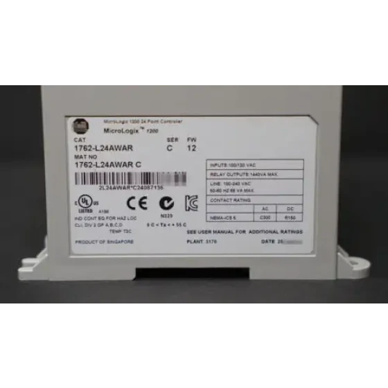 1762-L24Awar /C Micrologix 14-Inputs 120Vac 10-Relay Hmi Ports