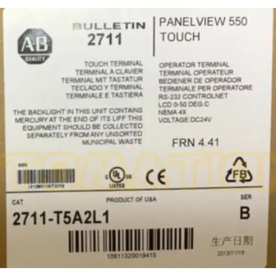 2711-T5A2L1 /B Allen Bradley Frn 4.41 Panelview 550 Touchscreen 2711T5A2L1