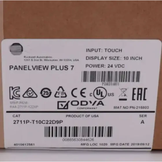 Allen-Bradley 2711P-T10C22D9P Panelview Plus 7 Graphic Terminal 2711Pt10C22D9P/A