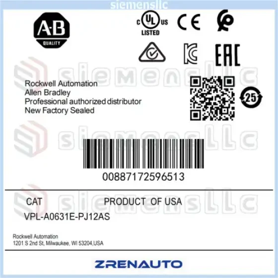 Vpl-A0631E-Pj12As Ab Kinetix Vp Servomotor de baja inercia Spot Goods #Pl