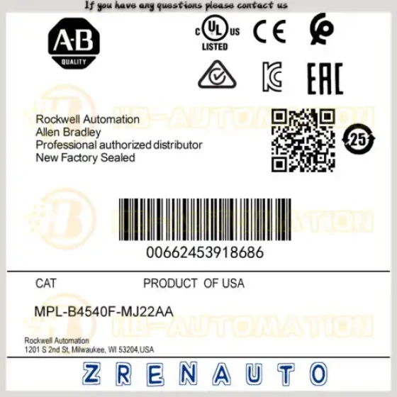 Servomotore rotativo Mpl-B4540F-Mj22Aa Allen Bradley serie Mp 480V Ac #Cgpl