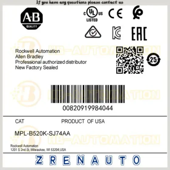 Mpl-B520K-Sj74Aa Allen Bradley serie Mp Mpl 480V Ac servomotore rotativo #Cgpl
