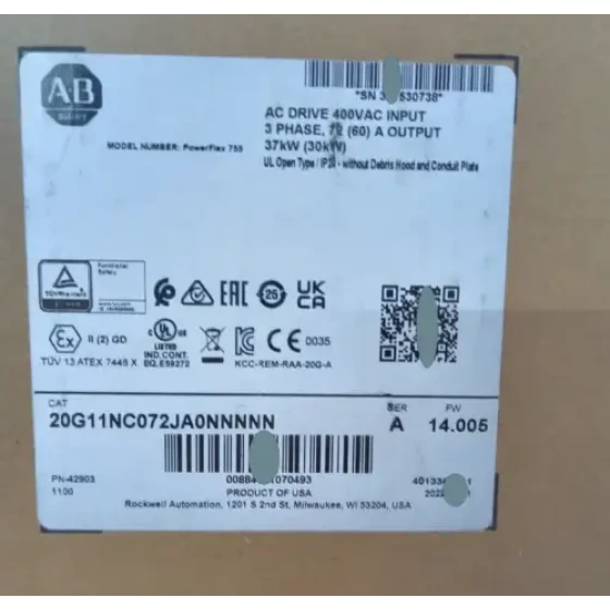 Neu Versiegelt Allen Bradley 20G11Nc072Ja0Nnnnn /A Powerflex 755 Ac Drive 37Kw 50Hp