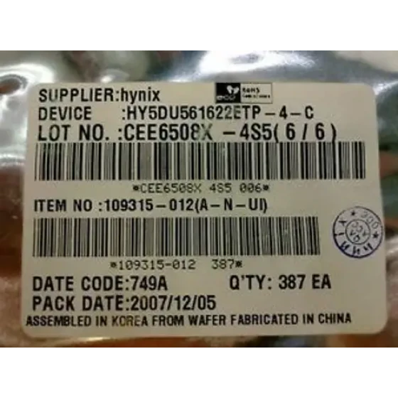 Hy5Du561622Etp-4-C Hynix 268K Bit Cmos Ddr Synchronous