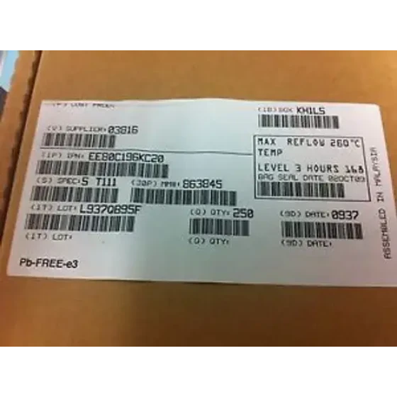 EE80C196KC20-INTEL-68-Pin PLCC Microcontroller-LOT 250 pcs Reel OBSOLETE