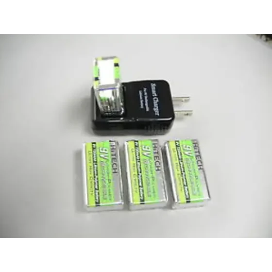 Cargador Inteligente 9v con 4pcs Hitech Lion720mAhRecargableTech-USA/Japan.CE RoHs