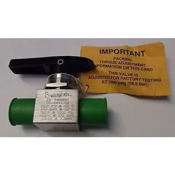 Swagelok Ss-44Vcr8 Válvula de bola de acero inoxidable de 2 vías 1/2 M Vcr ajustada de fábrica 1000 Psi