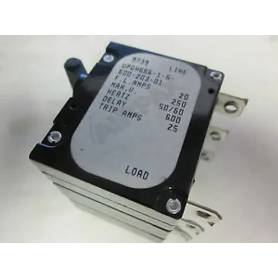 AIRPAX 20A. 25 TRIP AMPS BREAKER UPGH666-1-6-600-203-01 YE-30A