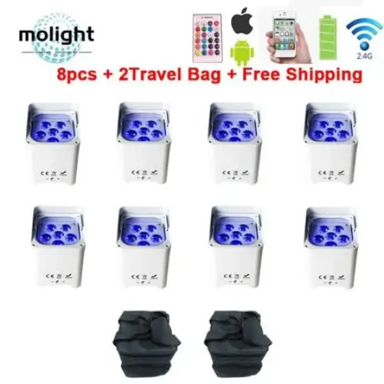 Rgbwa Uv Par Wireless Dmx Dj Wedding Battery Uplights With Travel Bag For Events