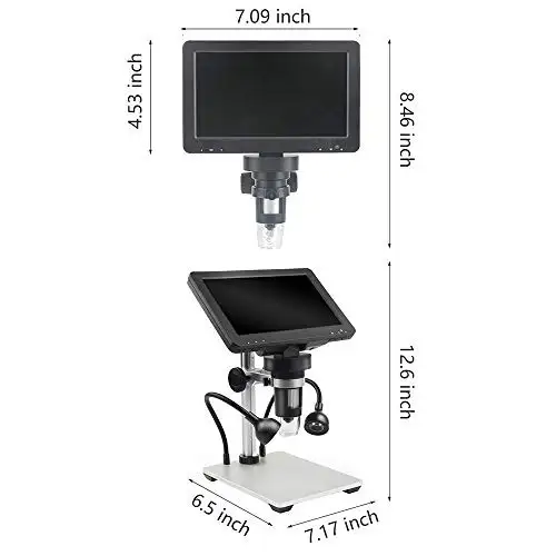 Microscopio Electrónico Digital 1-1000X Maginfication 12MP SEAAN USB Microscopio Digital 7 Pulgadas Pantalla Cámara Videograbadora con Control Remoto Adecuado para la Enseñanza Inspección de Circuitos Impresos etc.