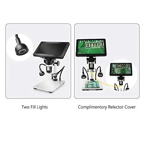Microscopio Electrónico Digital 1-1000X Maginfication 12MP SEAAN USB Microscopio Digital 7 Pulgadas Pantalla Cámara Videograbadora con Control Remoto Adecuado para la Enseñanza Inspección de Circuitos Impresos etc.