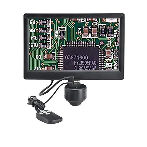 TMS-CX3-99T-V3 6,5x-45x - Stereo microscopio con zoom digitale premium - Telecamera per microscopio HDMI - Display LCD integrato da 11,6" - Stativo ergonomico - Luce anulare a 80 LED