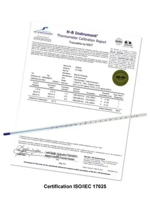 B60780-1000 - 95 to 155C - Durac Plus Individually Calibrated ASTM Liquid-in-Glass Thermometers Organic Liquid Fill H-B Instrument - Case of 3 (405 mm)