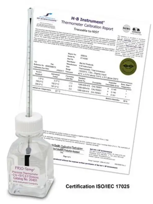 B60200-1500 -50 to 200?√©??C -Frio-Temp?√© Oven Verification Thermometers with Individual Calibration Report - Traceable to Nist H-B Instrument - Case of 3