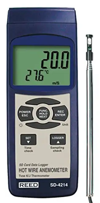 REED Instruments SD-4214 SD Series Hot Wire Thermo-Anemometer Datalogger w/Temperature