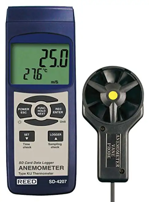 REED Instruments SD-4207 SD Series Vane Thermo-Anemometer Datalogger w/Temperature