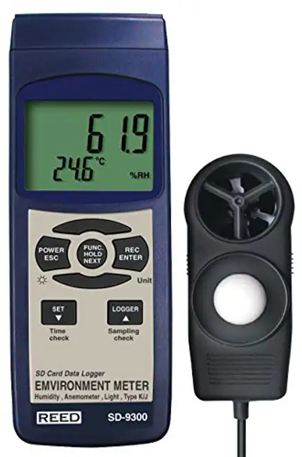REED Instruments SD-9300 SD Series Environmental Meter Datalogger (Air Velocity/Temp Light Ambient Temperature Humidity)
