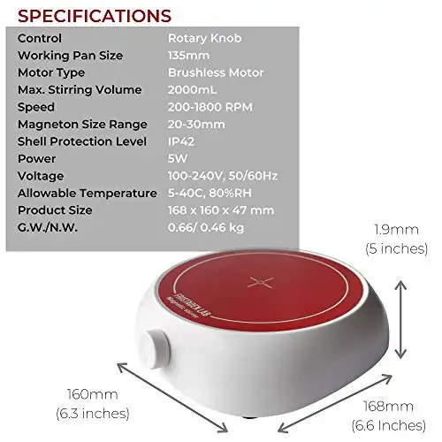American Fristaden Lab Mini Magnetic Stirrer | 2000ml Stir Plate | 200-1800RPM  1YR -1600211294