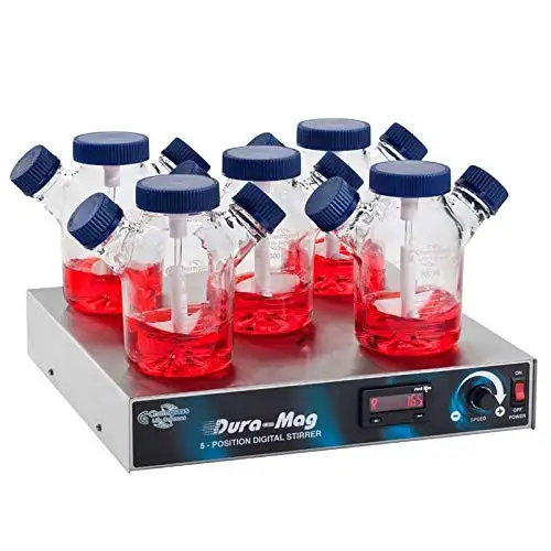 Chemglass CLS-4100-A6 Series CLS-4100 Dura-Mag Magnetic Stirrer with Factory Installed Alarm Five Position 120V