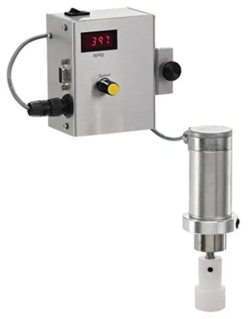 Chemglass CG-2039-A-10 Plastic/Stainless Steel Miniature Over-Head Stirrer with Remote Digital Speed Control Speed: 15-460 rpm 91 in-oz. Maximum Torque 12" Height