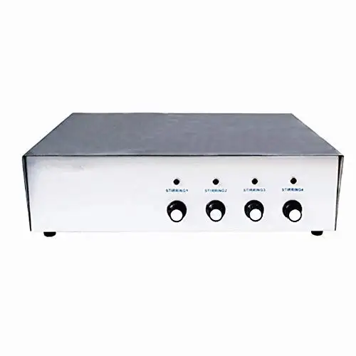 JIAWANSHUN SH-6 Laboratory Four Rows Magnetic Stirrer Plate Magnetic Mixer100-2000r 30x25cm Stainless Steel Panel 1000mlx4 (110V)