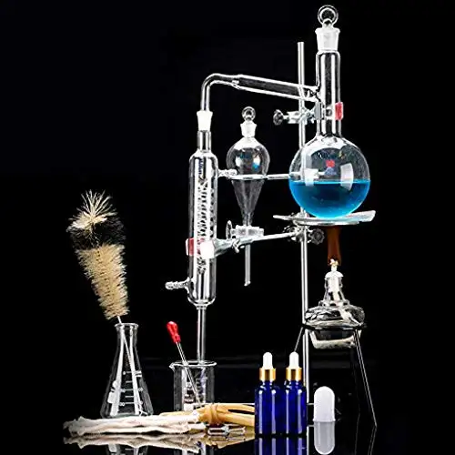 Home Distiller Distilling to Making Your Own Essential Oil Moonshine 3.3 Boro Alcohol Distiller Chemistry Lab Glassware Kit Glass Distilling Distillation Apparatus 15pcs Set 500 ML-1600215961