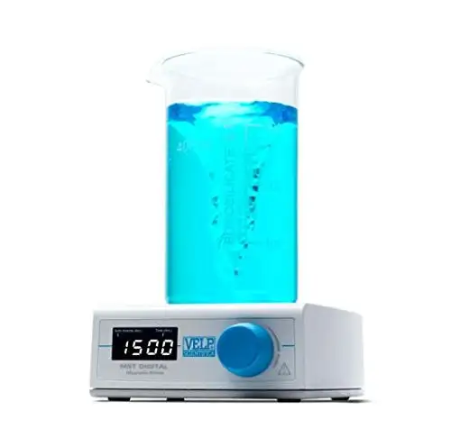 VELP Scientific F203A0450 MST Digital Magnetic Stirrer 5 L Stirring Volume Up to 1500 RPM Counter Reaction Auto Reverse Timer Digital Display White Surface for Titrations-100-240V/50-60 Hz