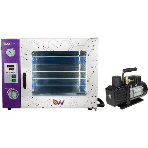 1.9CF 4 Wall Heating LED Display LED's 5 Shelves Standard Eco Vacuum Oven and VE160 7CFM Single Stage Vacuum Pump Kit