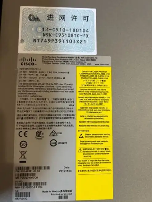 Cisco N9K-C93108Tc-Fx 48 Port 10Gbase-T 6 Port Qsfp 100G Qsfp28 2X Ac Latest V04