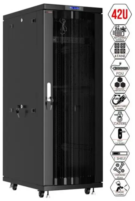 42U Server Rack Cabinet Network It Data Enclosure Mesh Vented Doors - $190 Bonus