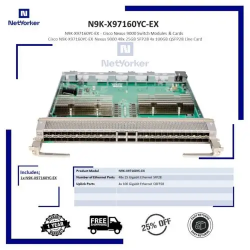 Cisco Nexus N9K-X97160Yc-Ex Line Card 48X 1/10/25G Sfp+ 4X100G-Same Day ping