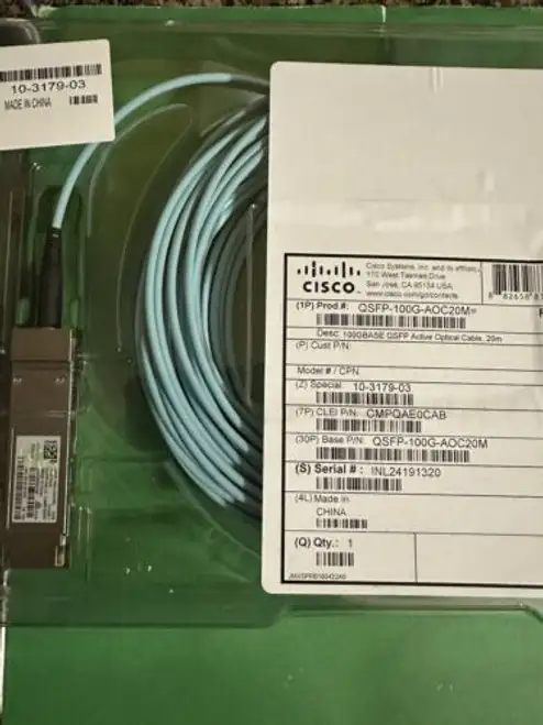 Cisco Original Qsfp-100G-Aoc20M= 100Gbase. Active Optical Cable W/ Hologram