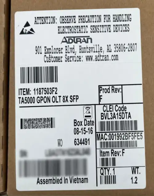 Adtran 1187503F2 Ta5000 Gpon Olt 8-Port Sfp Gen2((We Buy Adtran ))