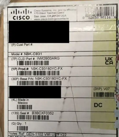 New Sealed N9K-C93180Yc-Fx Cisco Nexus Switch 48 Port