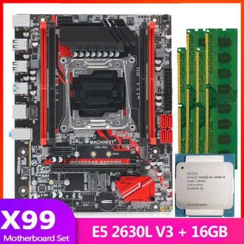 Scheda madre X99 Lga 2011-3 M.2 Nvme/Wifi/Sata 16Gb Ddr4 Ecc Ram Xeon E5 2630L V3