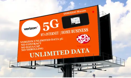 Hotspot Unlimited Data 5G Plan No Throttling 110/Monthly Verizon 5G