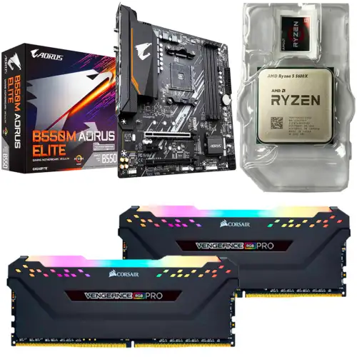 B550M Aorus Elite + Ryzen 5 5600X + 16Gb Ram Corsair - Board+Cpu+Ram Combo