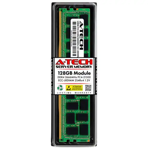 128Gb 2S4Rx4 (8Rx4) Pc4-2666 Lrdimm Dell Poweredge R640 R740 Memory Ram