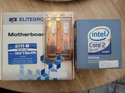 Core2Quad 6600 Ecs 671T-M Ocz Pc2 6400 2X1 Gig