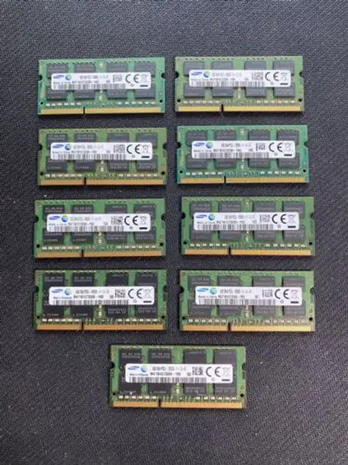 Nine (9) Samsung 8Gb 2Rx8 Ddr3 Pc3L-12800S So-Dimm Laptop Memory Ram -