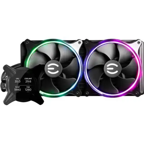 Evga Clcx 280Mm All-In-One Lcd Cpu Liquid Cooler 2X 140Mm Pwm Argb Fans Intel