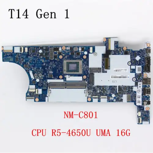 Nm-C801 For Lenovo Thinkpad T14 Gen 1 Motherboard Cpu R5-4650 16G Fru 5B20Z25379