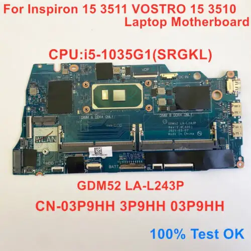 La-L243P For Dell Inspiron 15 3511 Vostro 15 3510 Motherboard I5-1035G1 03P9Hh