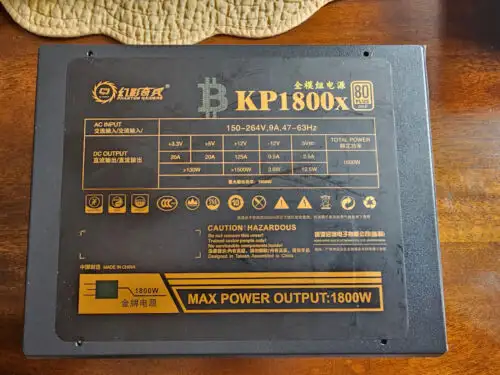 Phantom Raider Kp1800X Bitcooin 1800W Modular Power Supply
