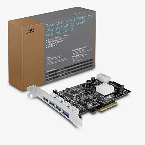 4-Port Dedicated 10Gbps Usb 3.1 Gen 2 Pcie Host Card With Dual Controller For
